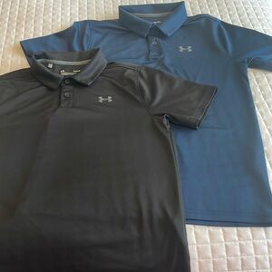 2 boys large performance / dri-fit Under Armor collared polos